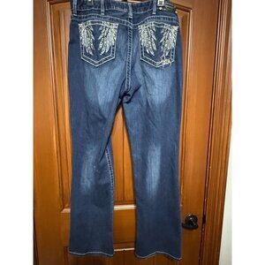 Harley-Davidson Womens Embellished Wing Pocket Bootcut Denim Jeans Size 16